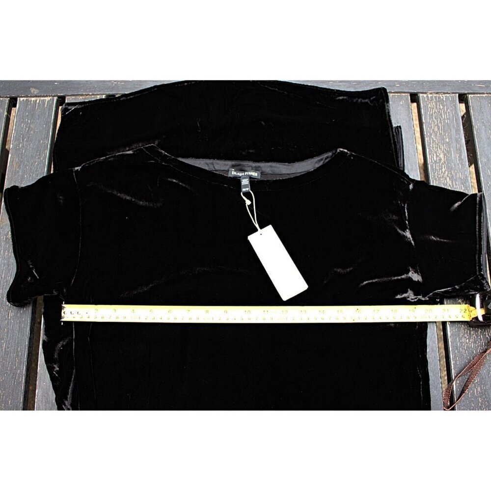 New w/Tags Eileen Fisher - Bateau Neck Velvet Shift Dress in Black, XS fits Med - Picture 7 of 12